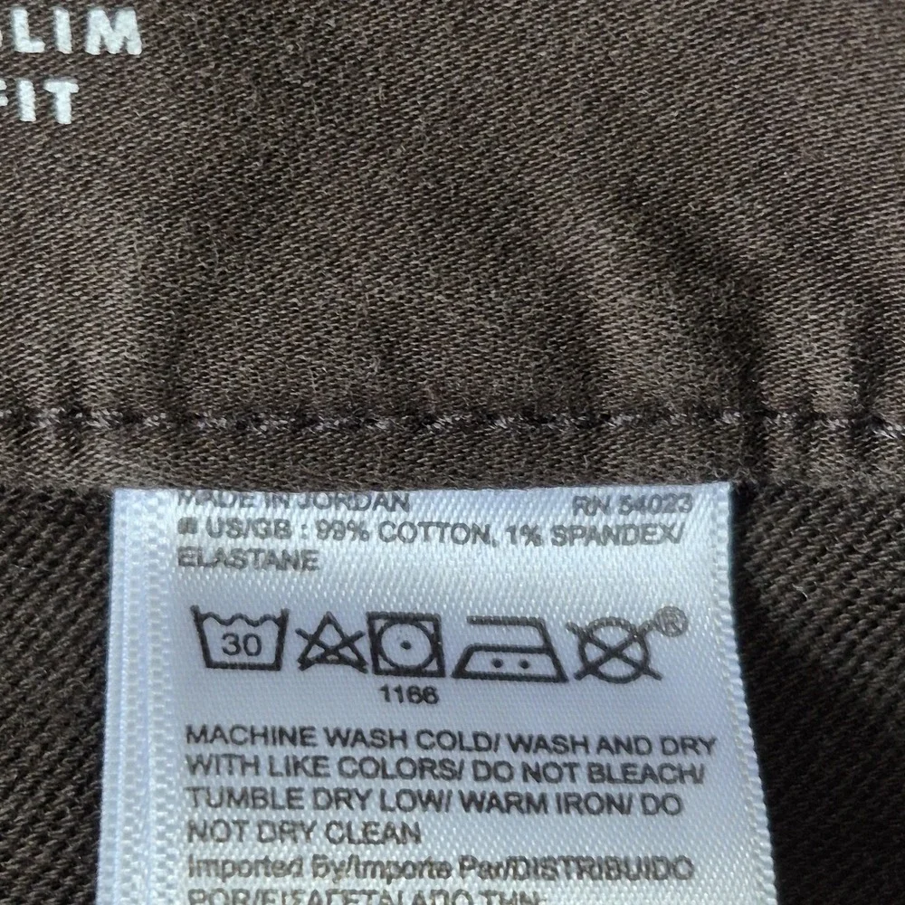 Banana Republic Traveler Pants Mens 35x34 Brown Slim Fit Stretch *Flaws